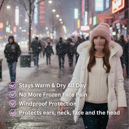 High Elastic Solid Color Knitted Hat Scarf Mask One-piece